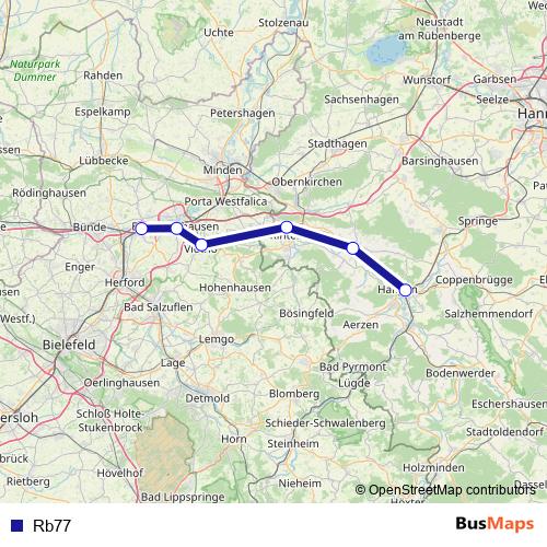 Rb77 bus Line Map