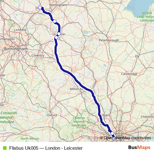 Flixbus Uk005 bus Line Map