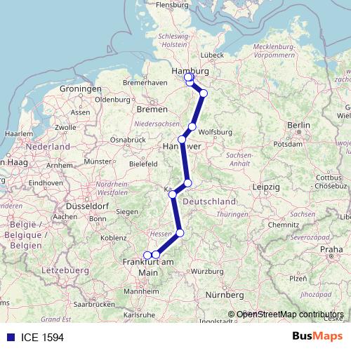 ICE 1594 rail Line Map