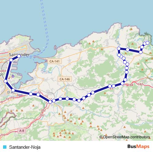 Santander-Noja bus Line Map