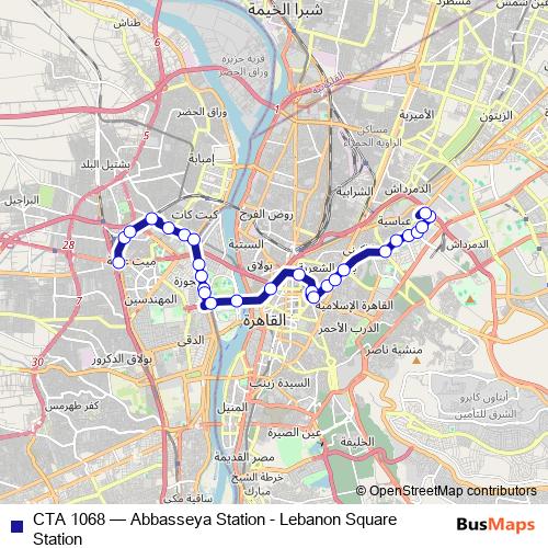 CTA 1068 bus Line Map