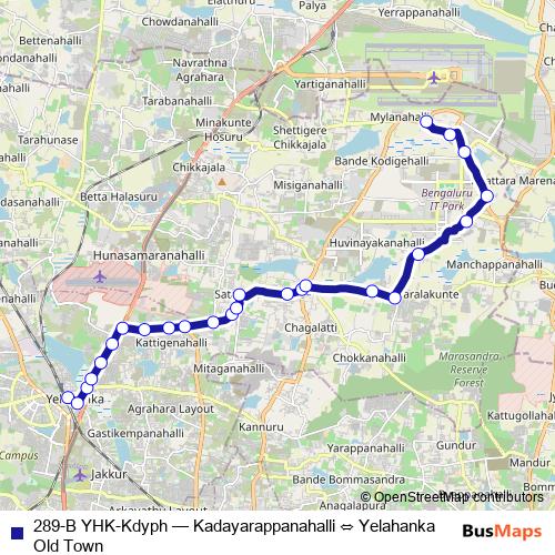 289-B YHK-Kdyph bus Line Map