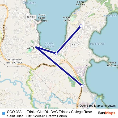 SCO 383 bus Line Map