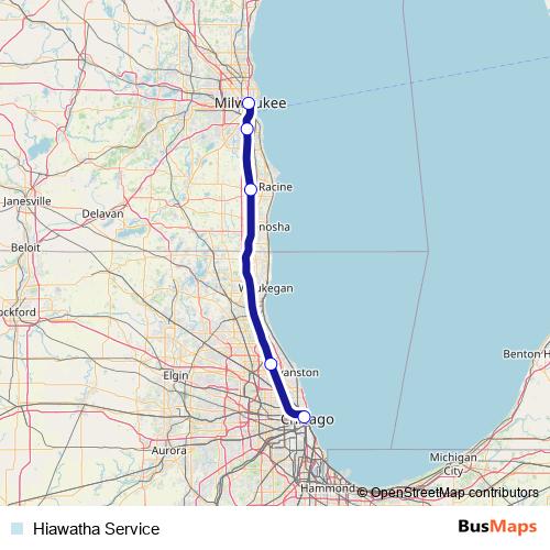 Hiawatha Service rail Line Map