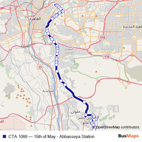 CTA 1088 bus Line Map