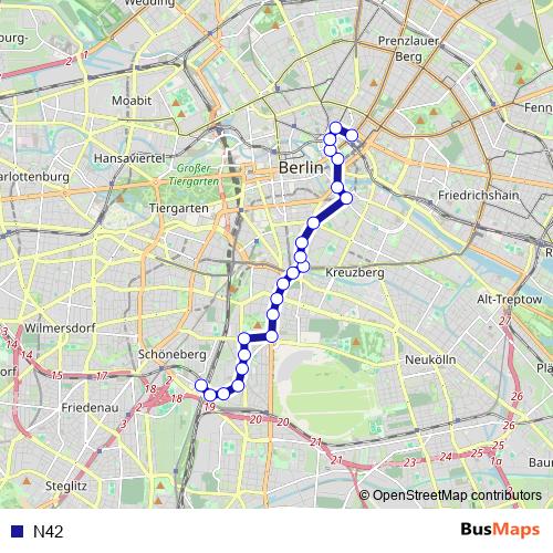 N42 bus Line Map