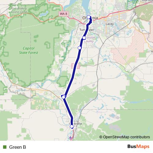 Green B bus Line Map