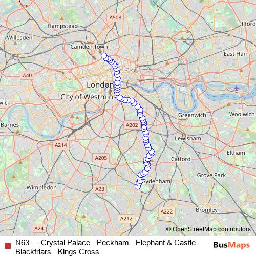 N63 bus Line Map