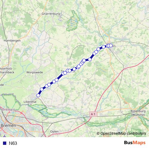 N63 bus Line Map