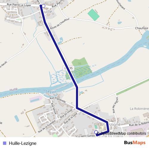 Huille-Lezigne bus Line Map
