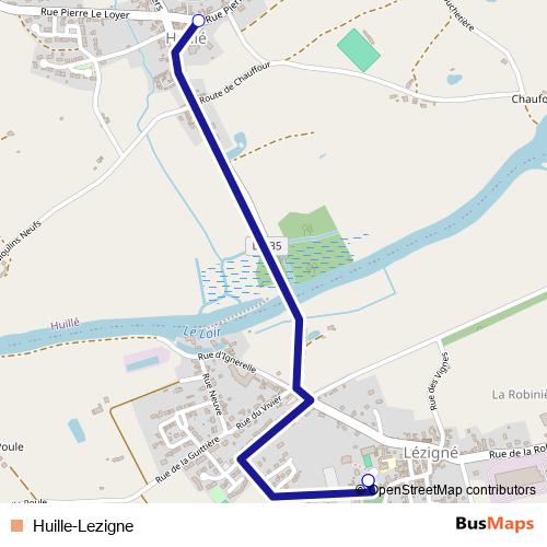 Huille-Lezigne bus Line Map