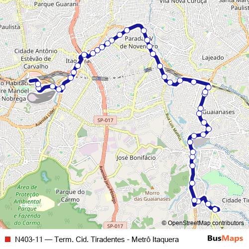 N403-11 bus Line Map