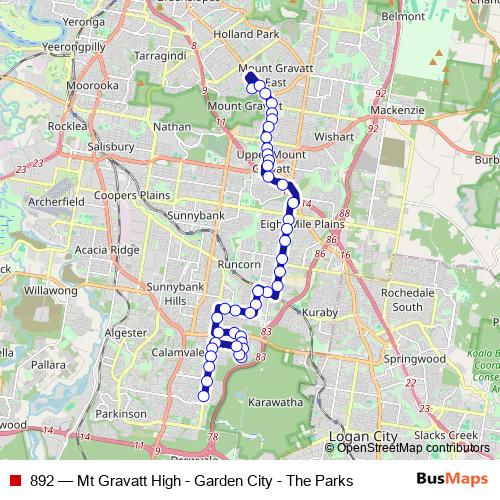 892 bus Line Map