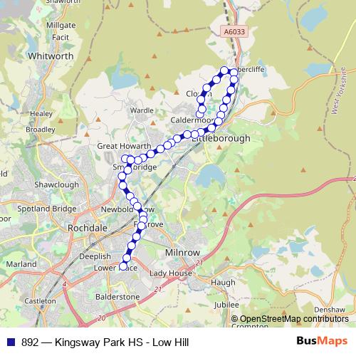 892 bus Line Map