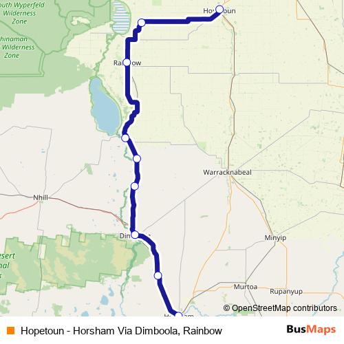 Hopetoun - Horsham Via Dimboola, Rainbow bus Line Map