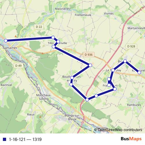 1-16-121 bus Line Map