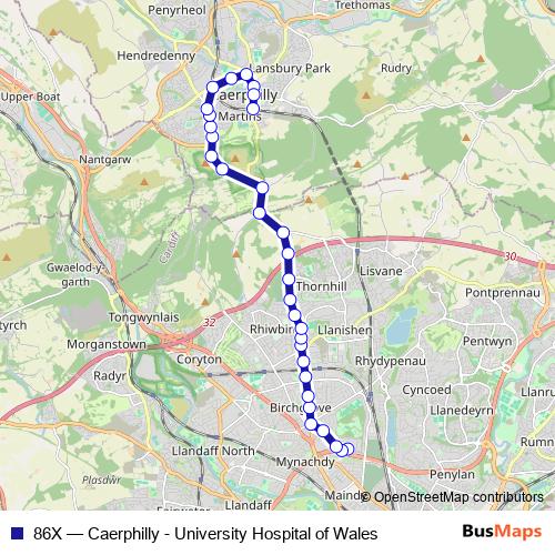 86X bus Line Map