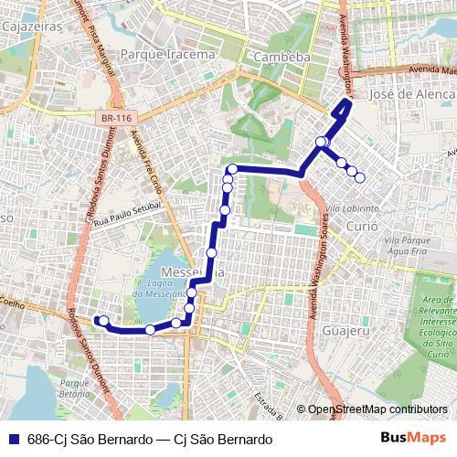 686-Cj São Bernardo bus Line Map
