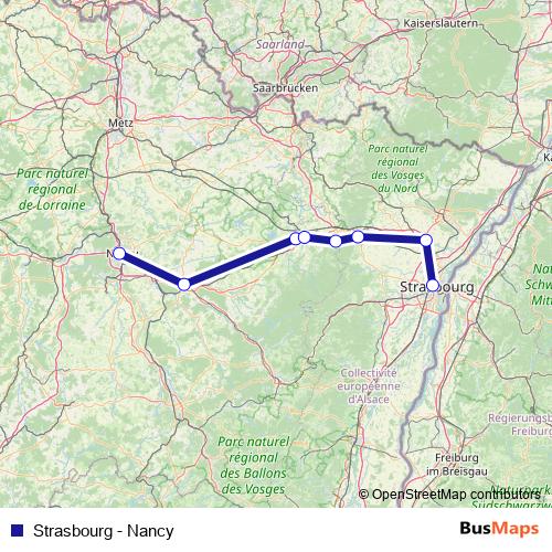 Strasbourg - Nancy bus Line Map
