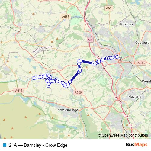 21A bus Line Map
