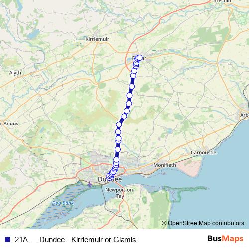 21A bus Line Map