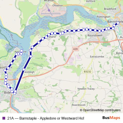 21A bus Line Map