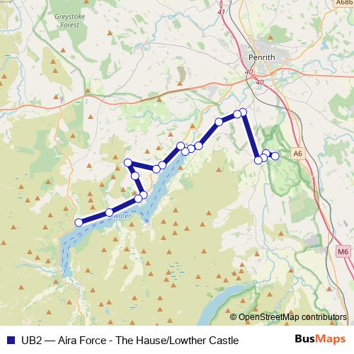 UB2 bus Line Map