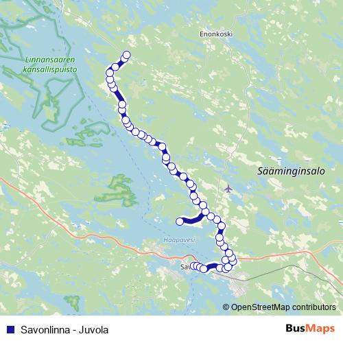 Savonlinna - Juvola bus Line Map
