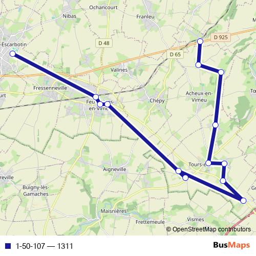 1-50-107 bus Line Map