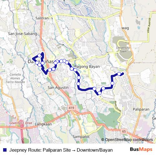 Jeepney Route: Paliparan Site → Downtown/Bayan bus Line Map