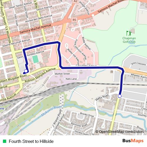 Fourth Street to Hillside bus Line Map