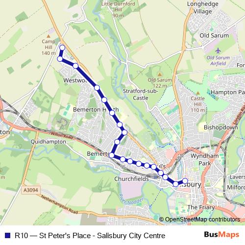R10 bus Line Map