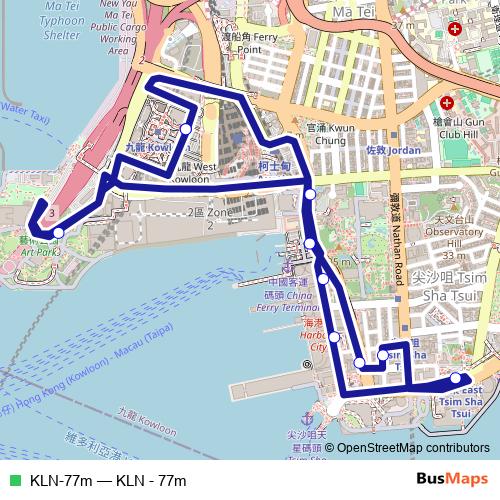 KLN-77m bus Line Map