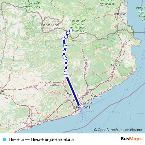 Lliv-Bcn bus Line Map