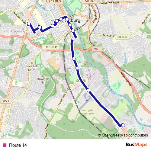 Route 14 bus Line Map