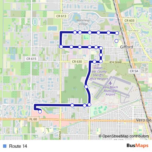 Route 14 bus Line Map