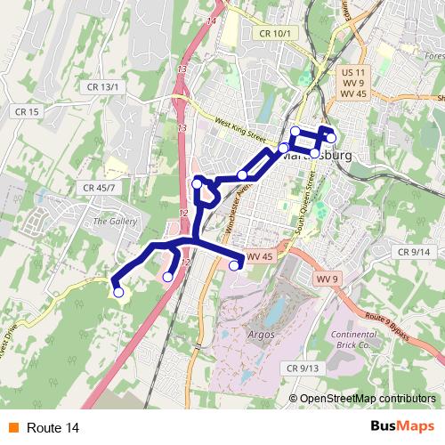 Route 14 bus Line Map