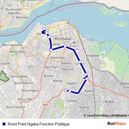 Rond Point Ngaba Fonction Publique bus Line Map