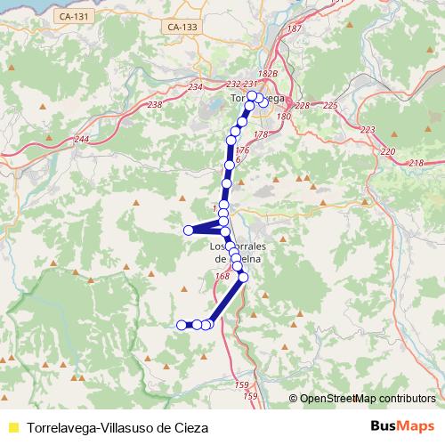 Torrelavega-Villasuso de Cieza bus Line Map