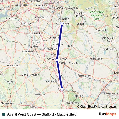 Avanti West Coast bus Line Map