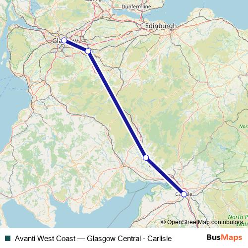 Avanti West Coast bus Line Map