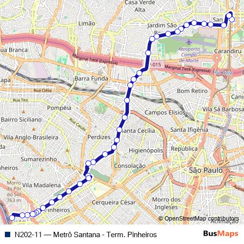 N202-11 bus Line Map