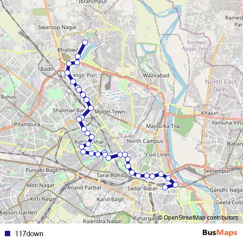 117down bus Line Map