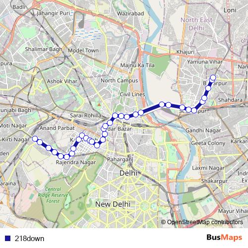 218down bus Line Map