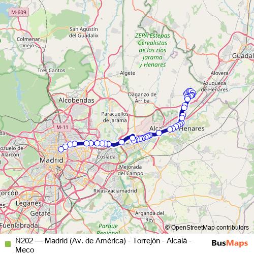 N202 bus Line Map