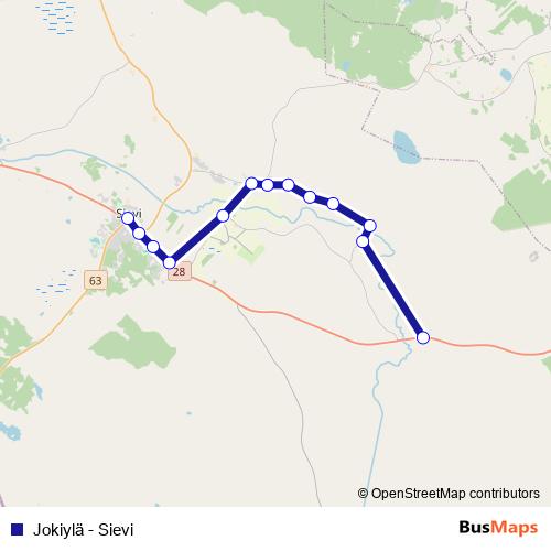 Jokiylä - Sievi bus Line Map