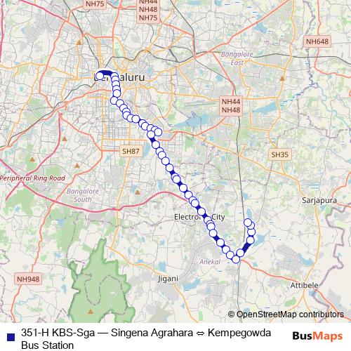 351-H KBS-Sga bus Line Map