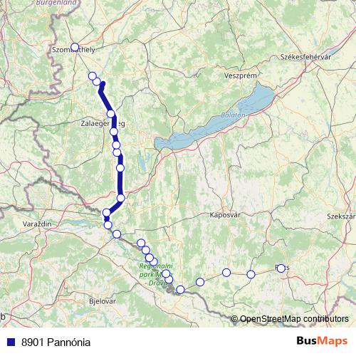 8901 Pannónia rail Line Map