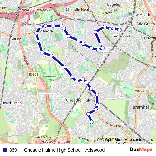 860 bus Line Map