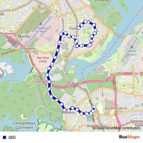 860 bus Line Map